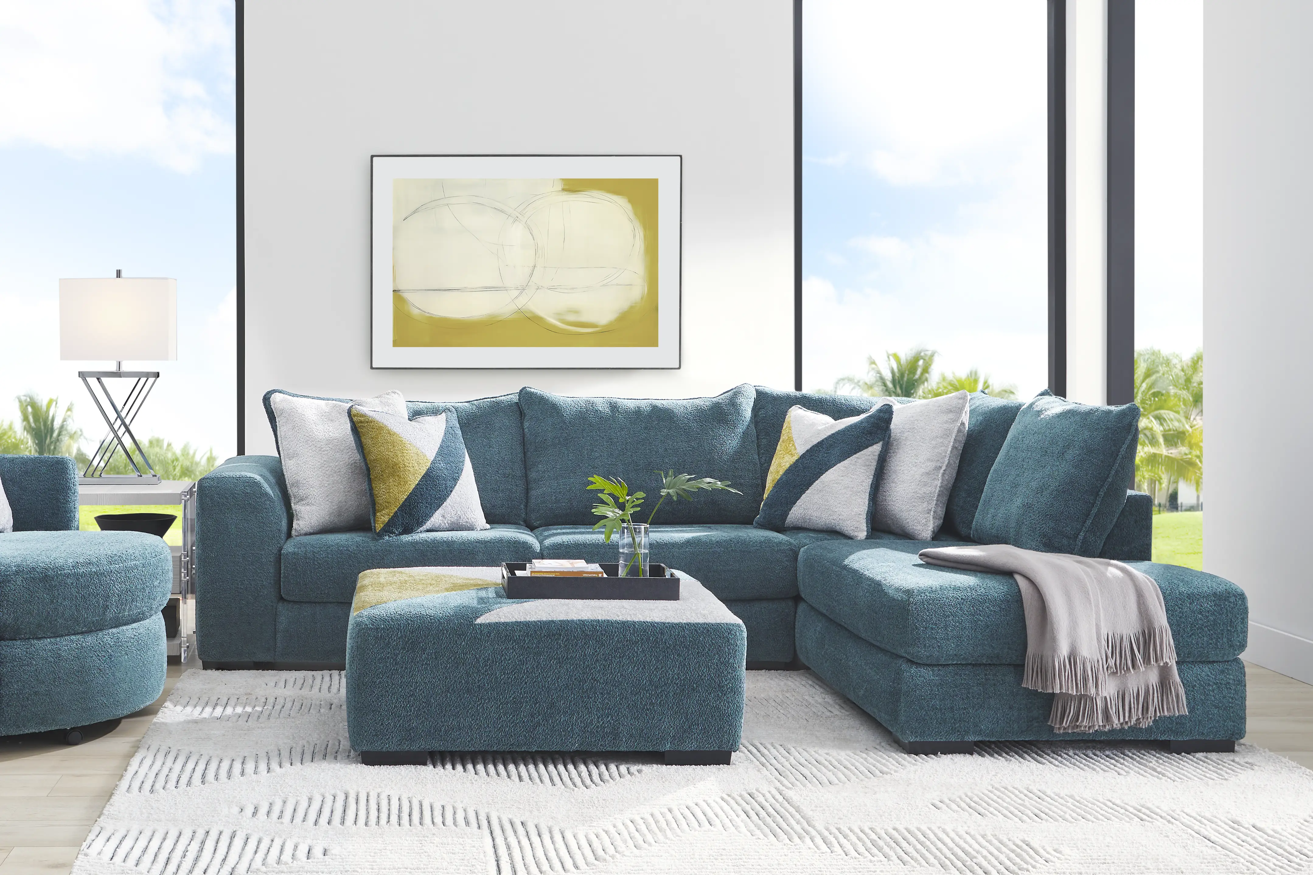 Perry Teal 6 Pc Sectional Living Room - Thumbnail - Image 1