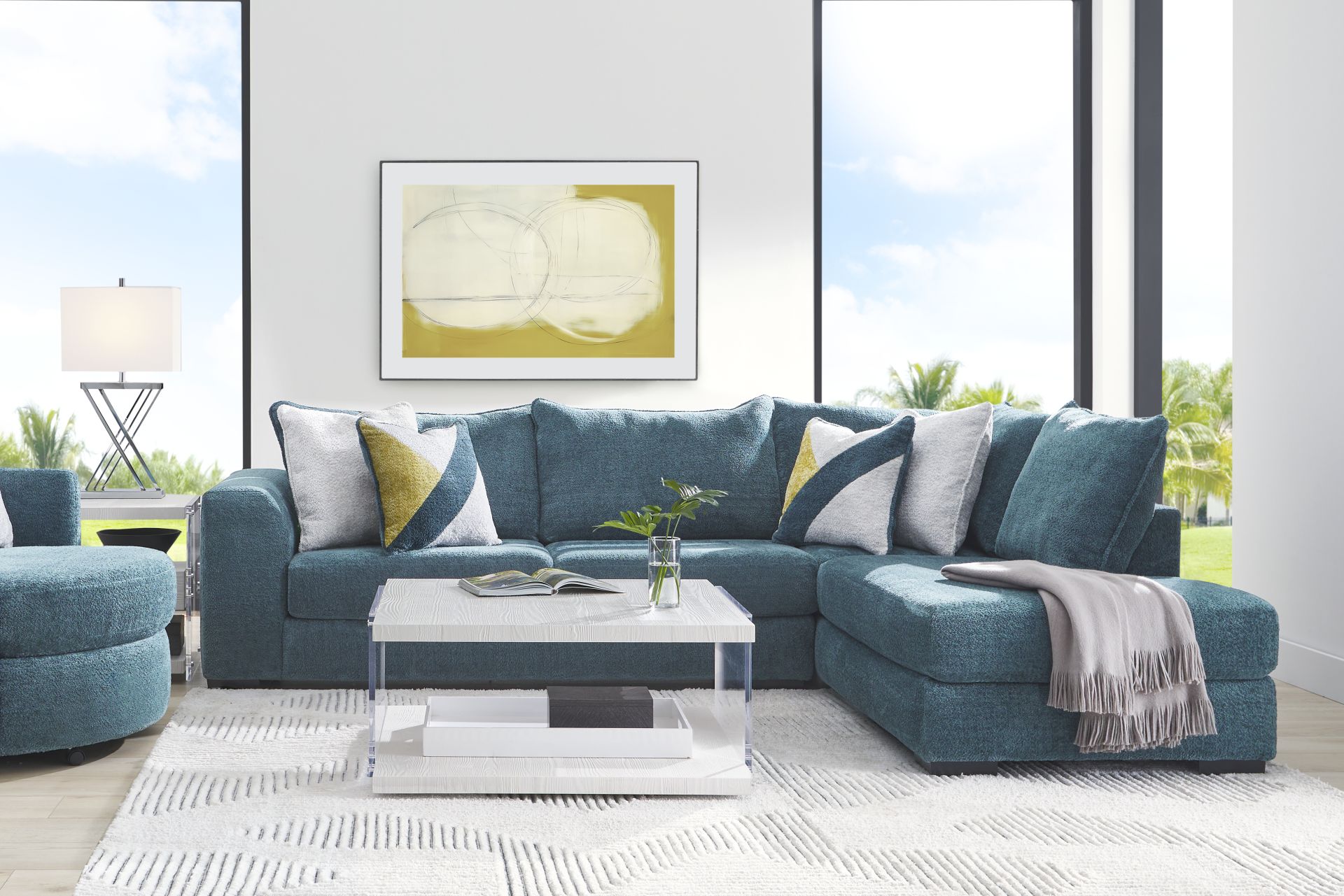 Perry Teal 6 Pc Sectional Living Room - Image 1