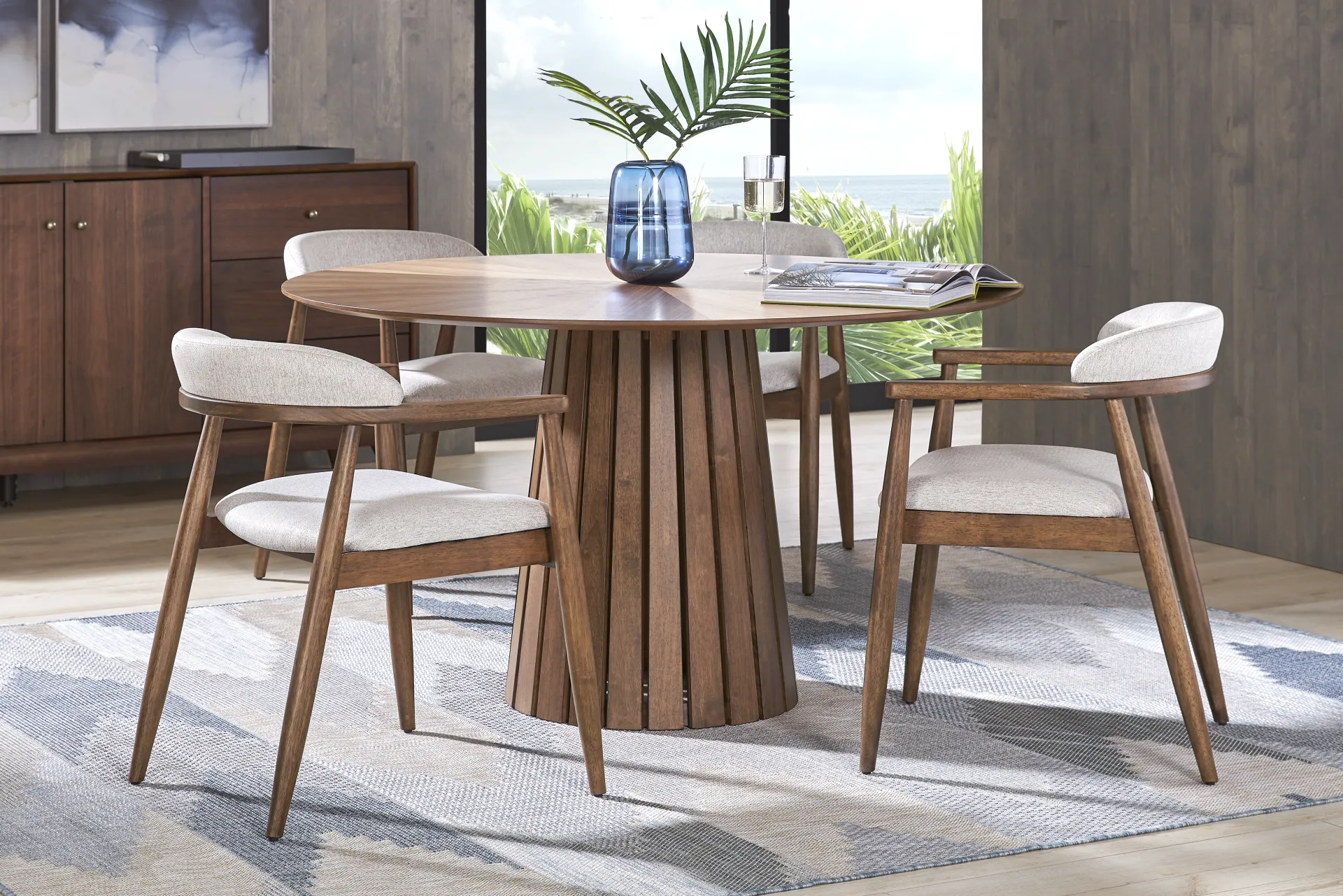 Madrid Walnut Finish Round Dining Table - Image 1