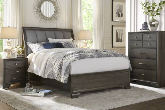 Beckwood Gray 3 Pc King Upholstered Sleigh Bed