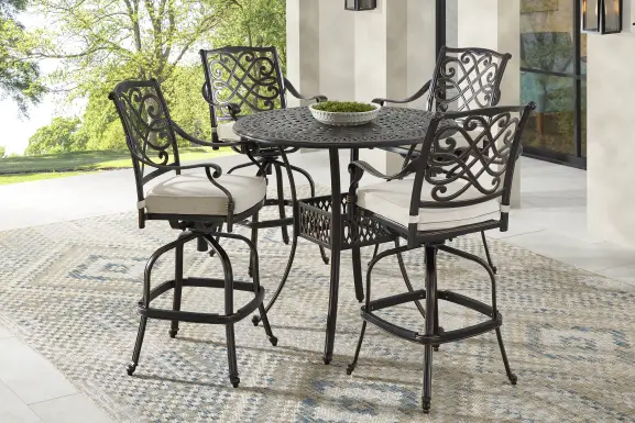 Carina Bronze 5 Pc 42 in. Round Bar Height Outdoor Dining Set with Desert Cushions