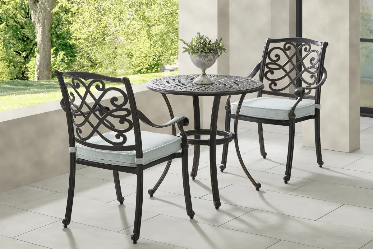 Carina Bronze Outdoor Arm Chair with Sky Cushion