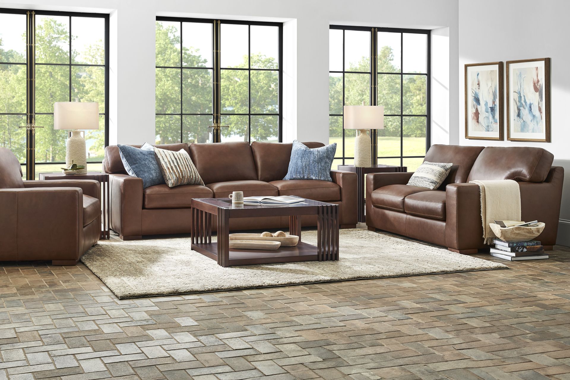 Kensington Coffee 2 Pc Leather Living Room - Image 1