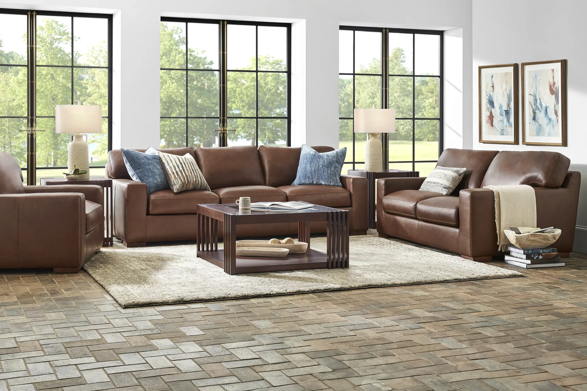 Kensington Coffee Leather Sofa - Image 1