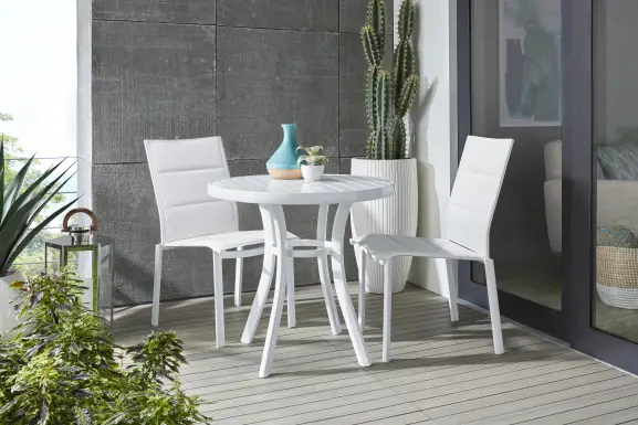 Solana White 3 Pc Outdoor Dining Set