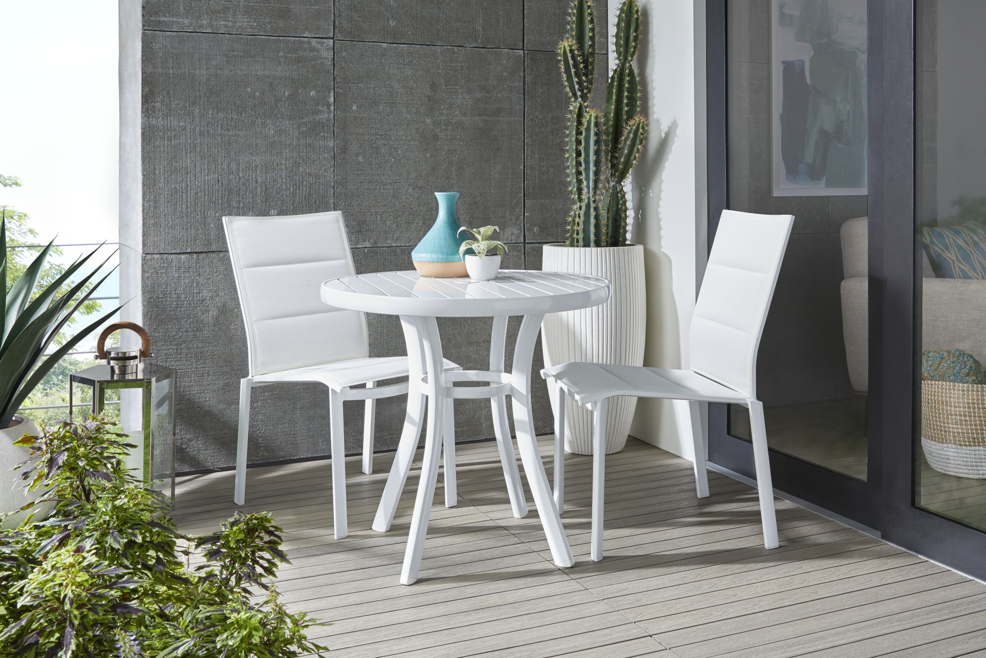 Solana White 3 Pc Outdoor Dining Set - Image 1