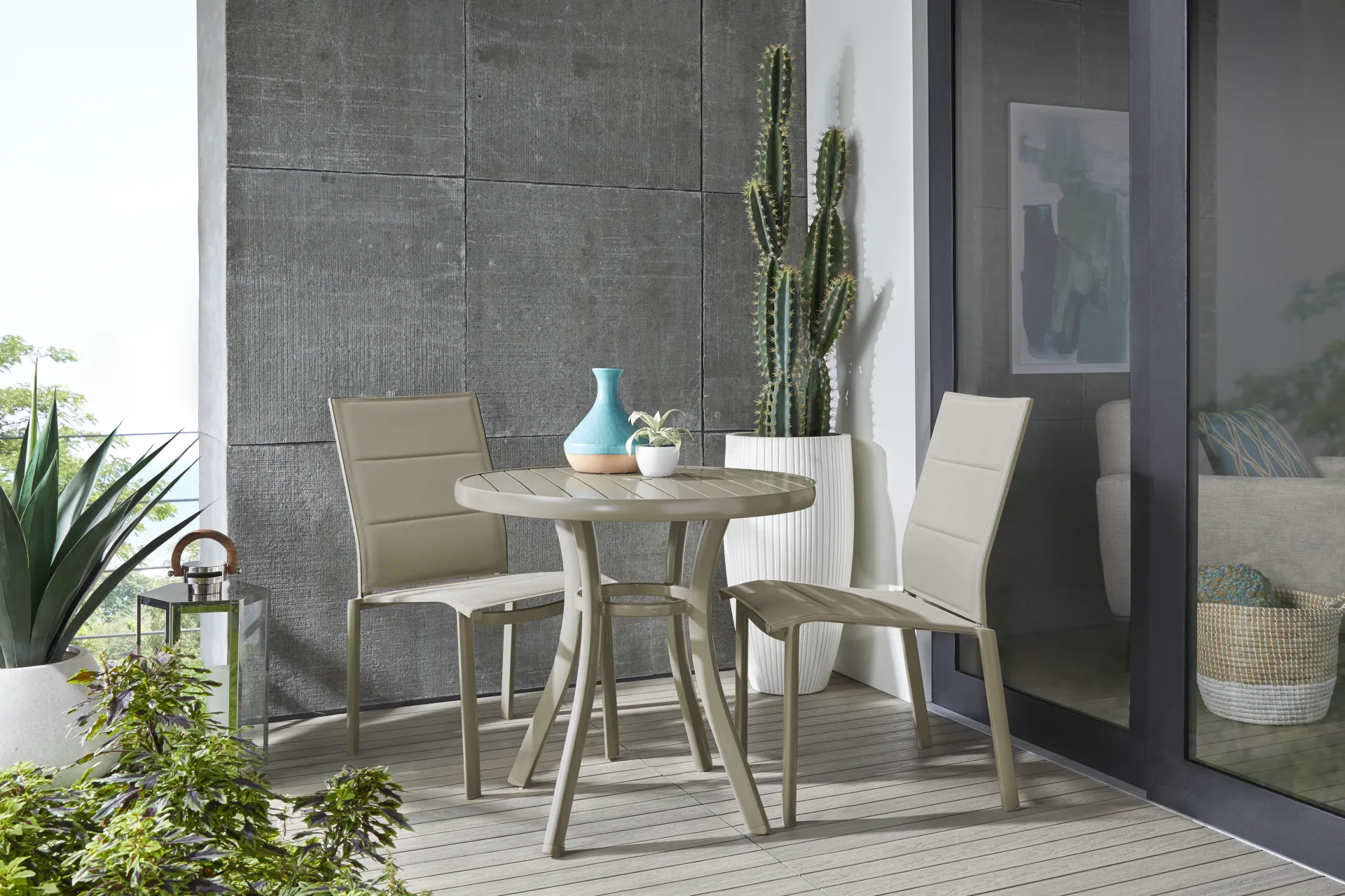 Solana Taupe Outdoor Side Chair - Image 1