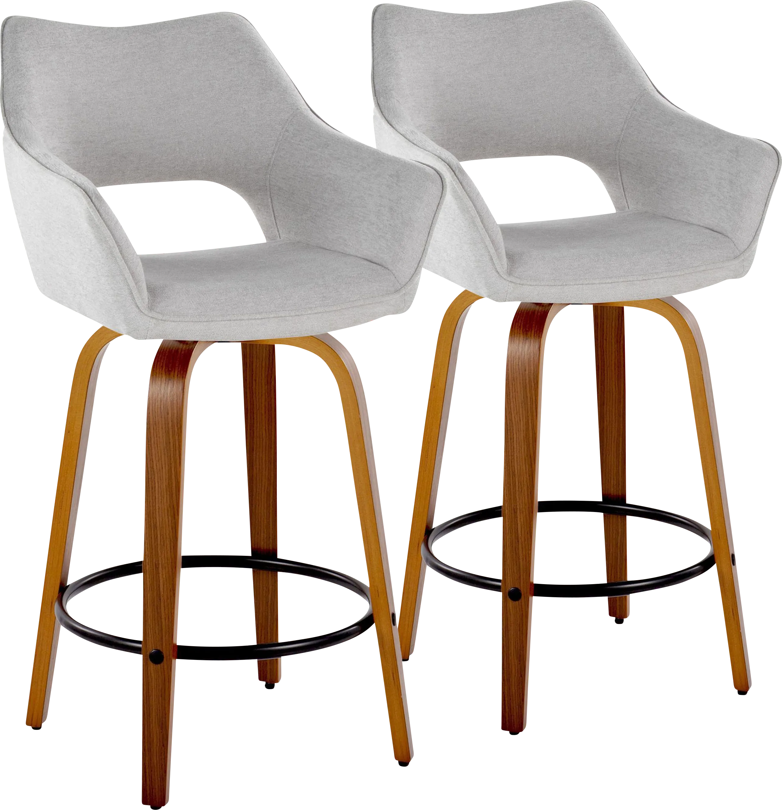 Ovur II Gray Swivel Counter Height Stool, Set of 2