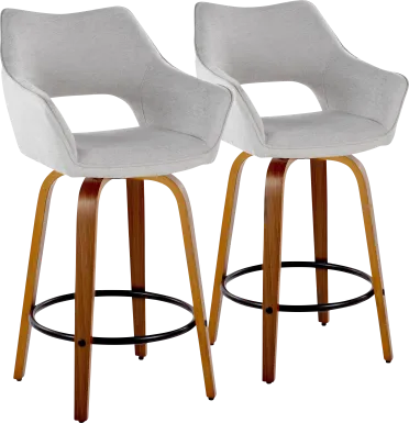 Ovur II Gray Swivel Counter Height Stool, Set of 2