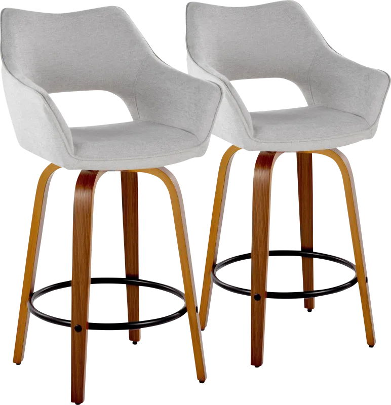 Ovur II Gray Swivel Counter Height Stool, Set of 2