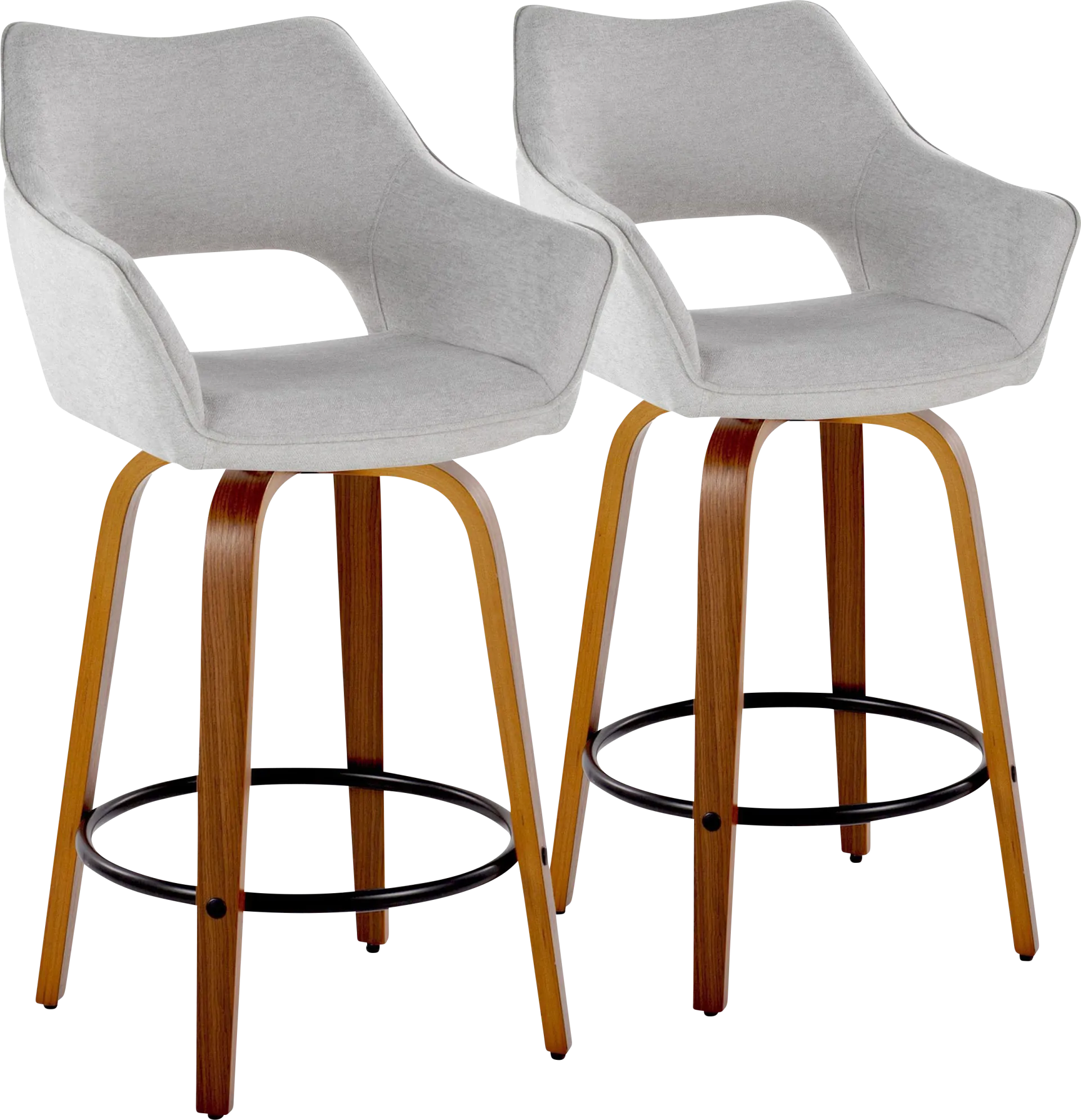 Ovur II Gray Swivel Counter Height Stool, Set of 2 - Image 1