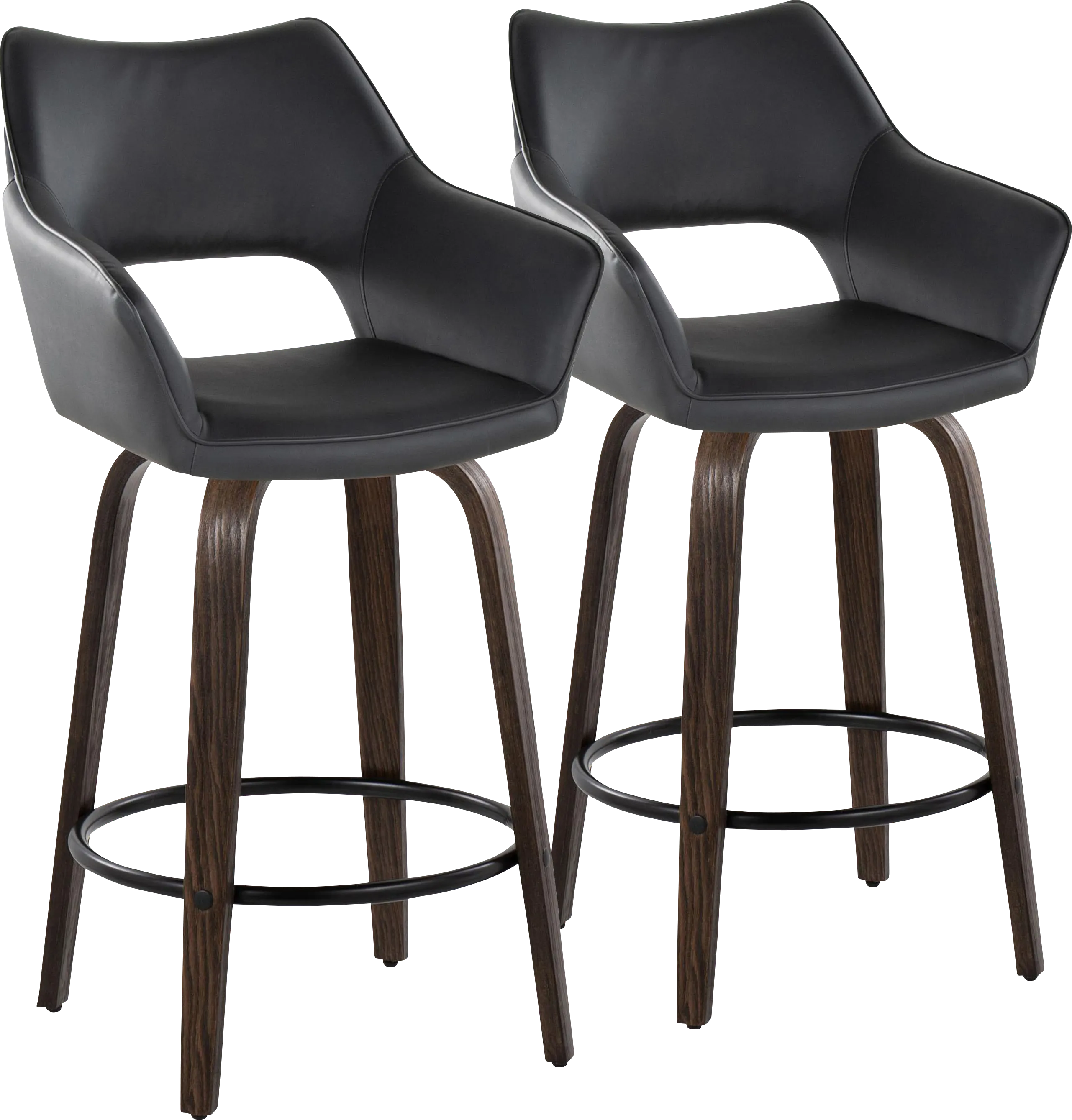 Ovur III Black Swivel Counter Height Stool, Set of 2 - Thumbnail - Image 1