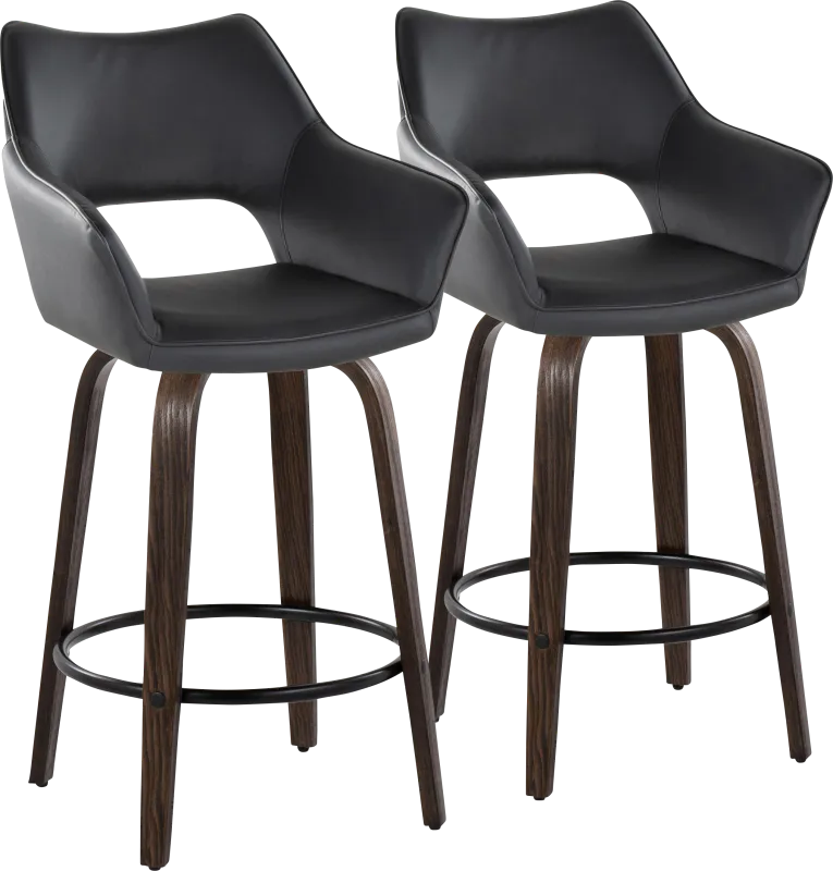 Ovur III Black Swivel Counter Height Stool, Set of 2