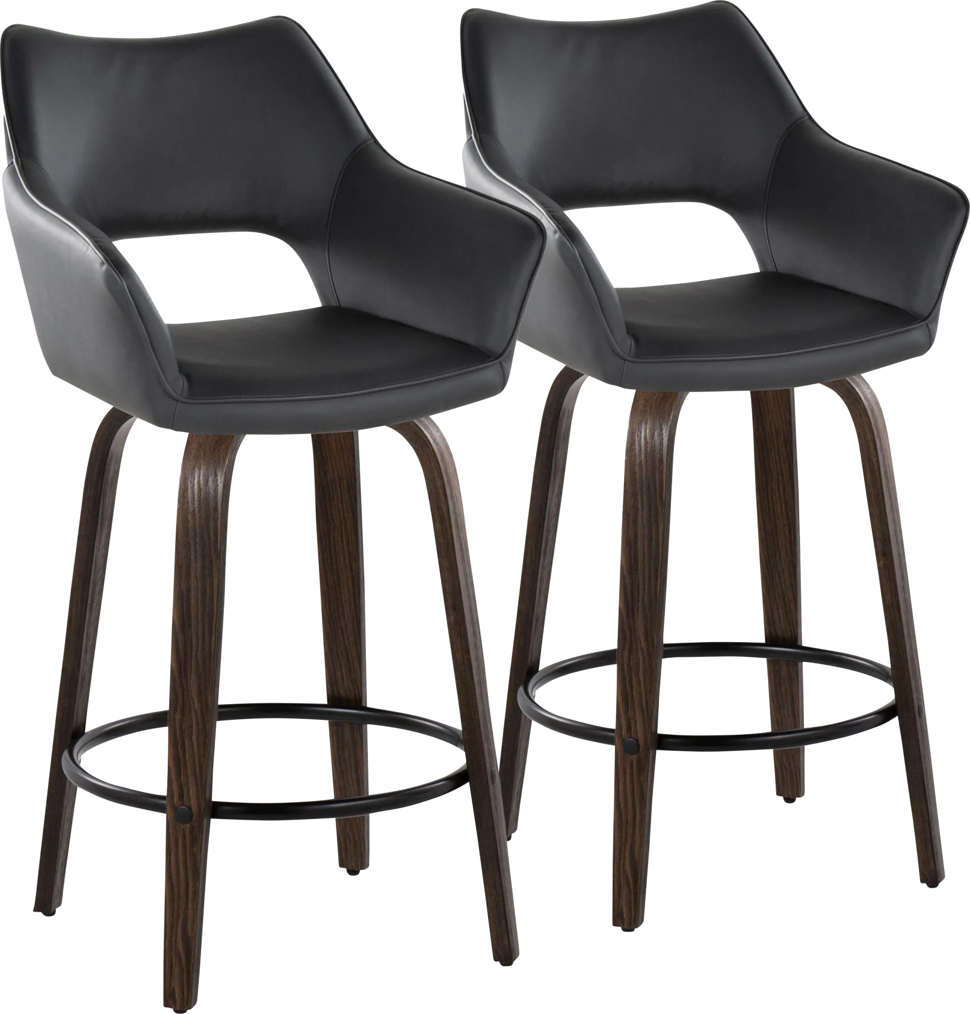 Ovur III Black Swivel Counter Height Stool, Set of 2 - Image 1