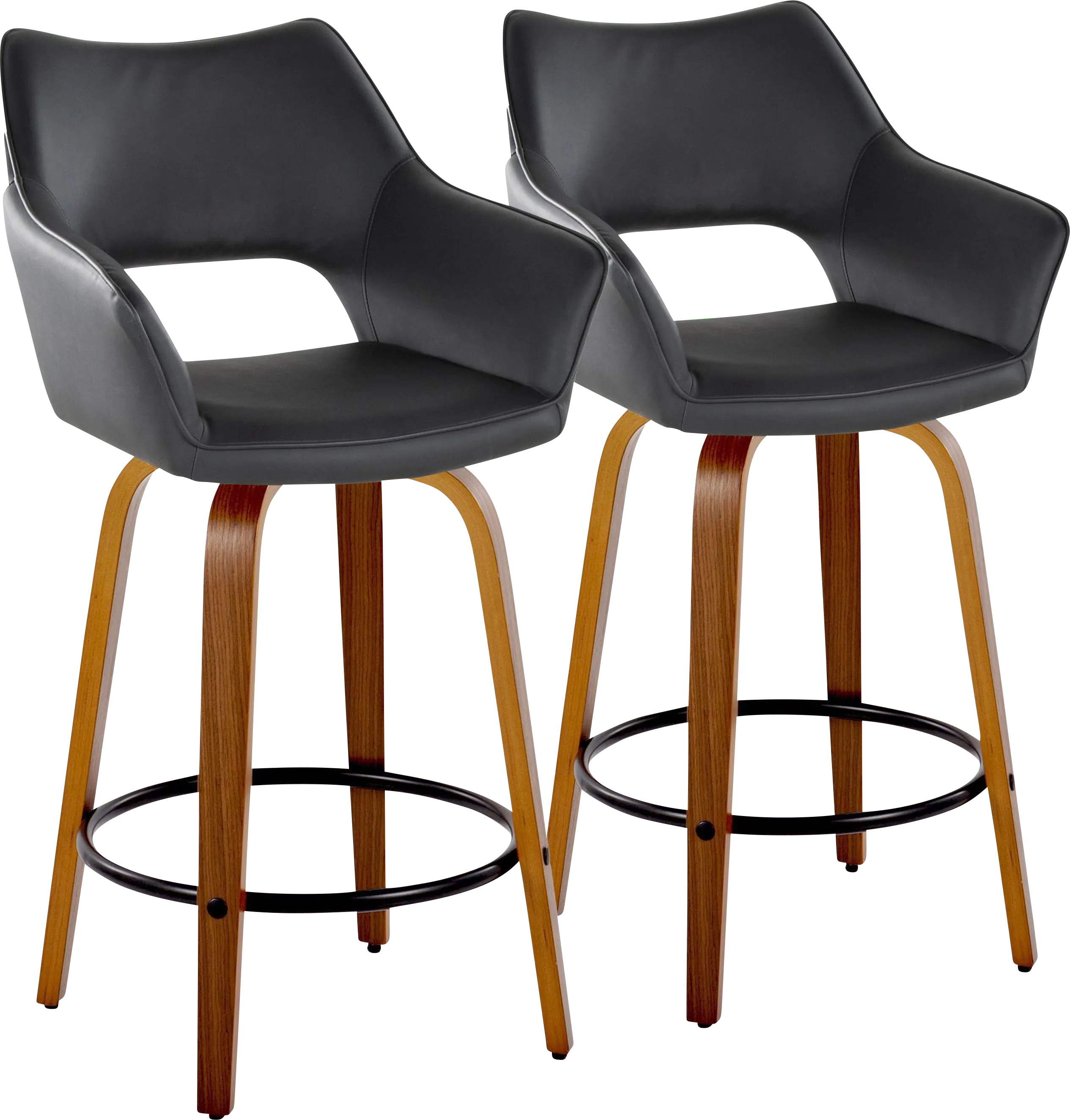 Ovur IV Black Swivel Counter Height Stool, Set of 2 - Thumbnail - Image 1
