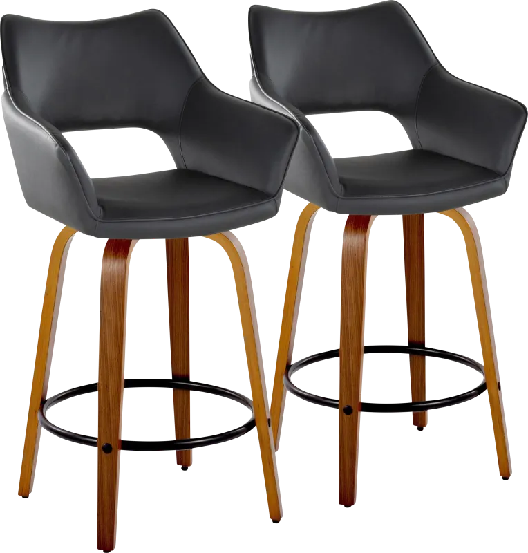 Ovur IV Black Swivel Counter Height Stool, Set of 2