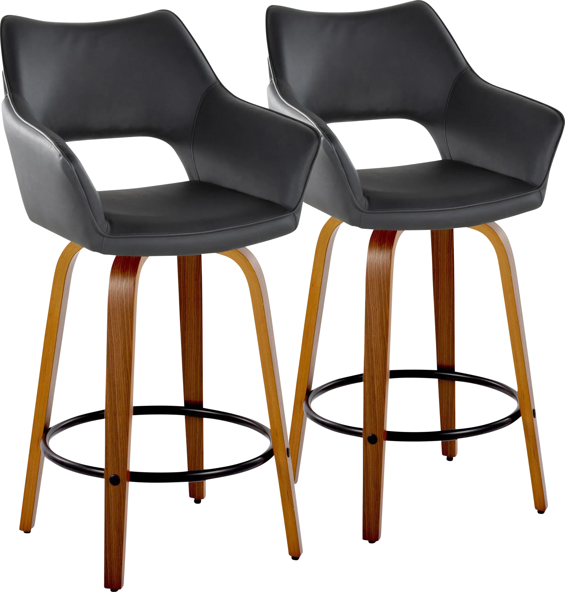 Ovur IV Black Swivel Counter Height Stool, Set of 2 - Image 1