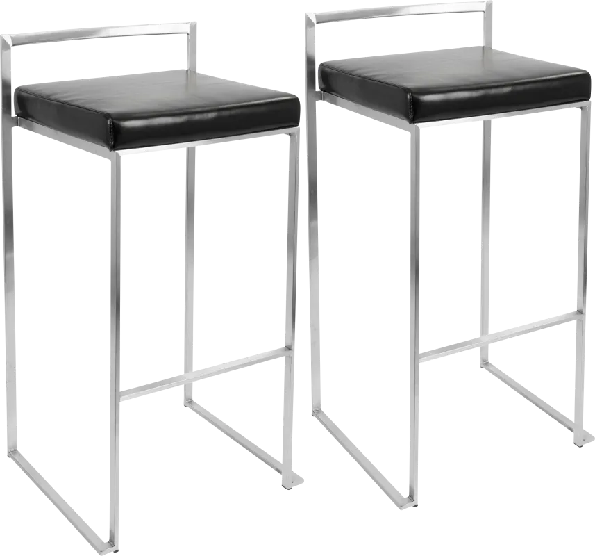 Birdlake IV Black Barstool, Set of 2