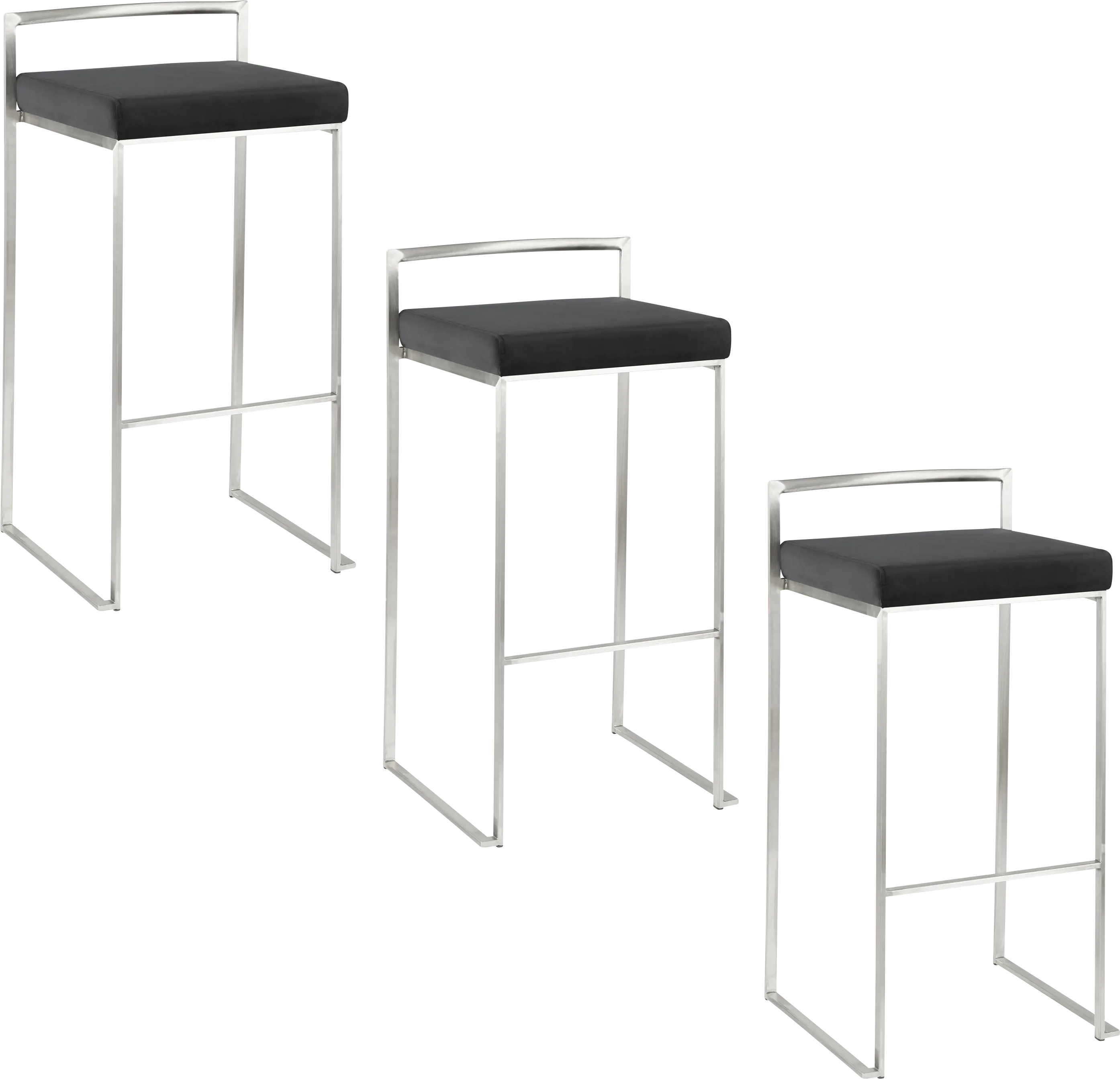 Birdlake IV Blue Barstool, Set of 3 - Thumbnail - Image 1