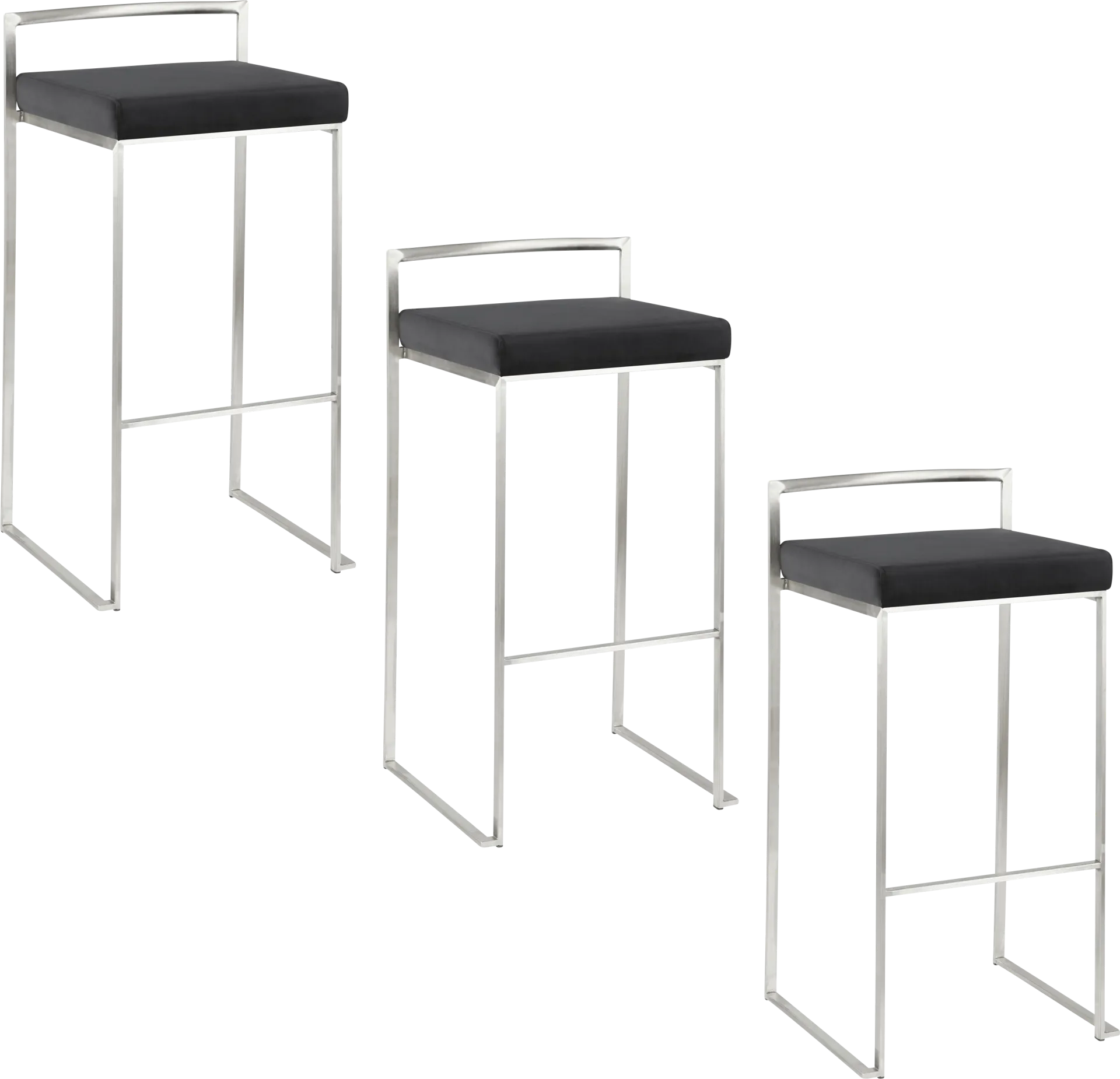 Birdlake IV Blue Barstool, Set of 3 - Image 1