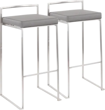 Birdlake IV Gray Barstool, Set of 2