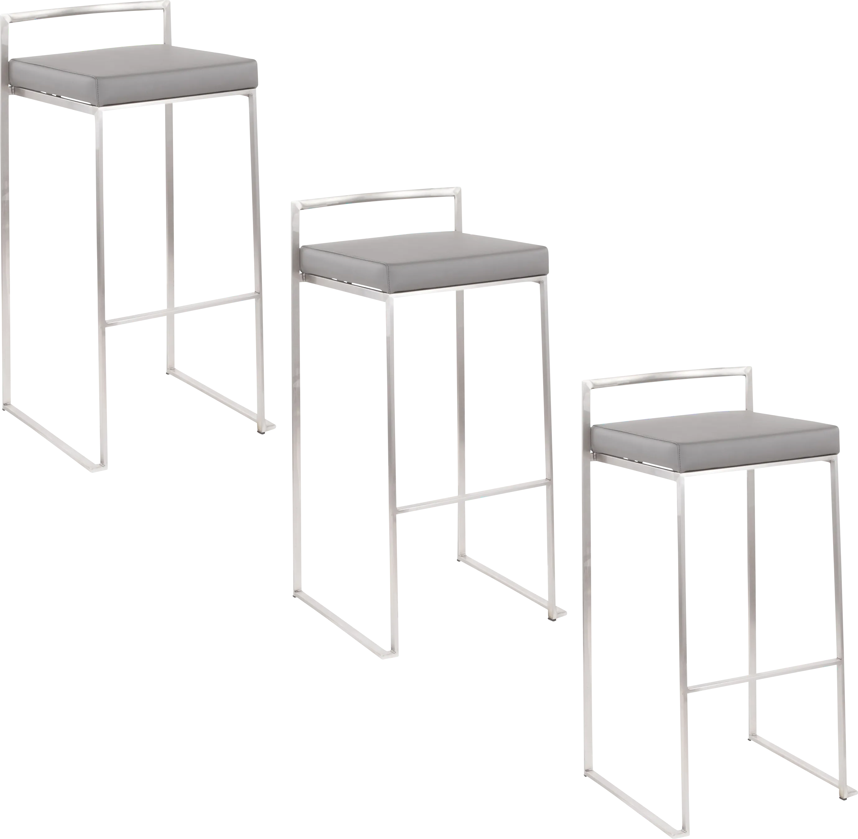 Birdlake IV Gray Barstool, Set of 3 - Thumbnail - Image 1