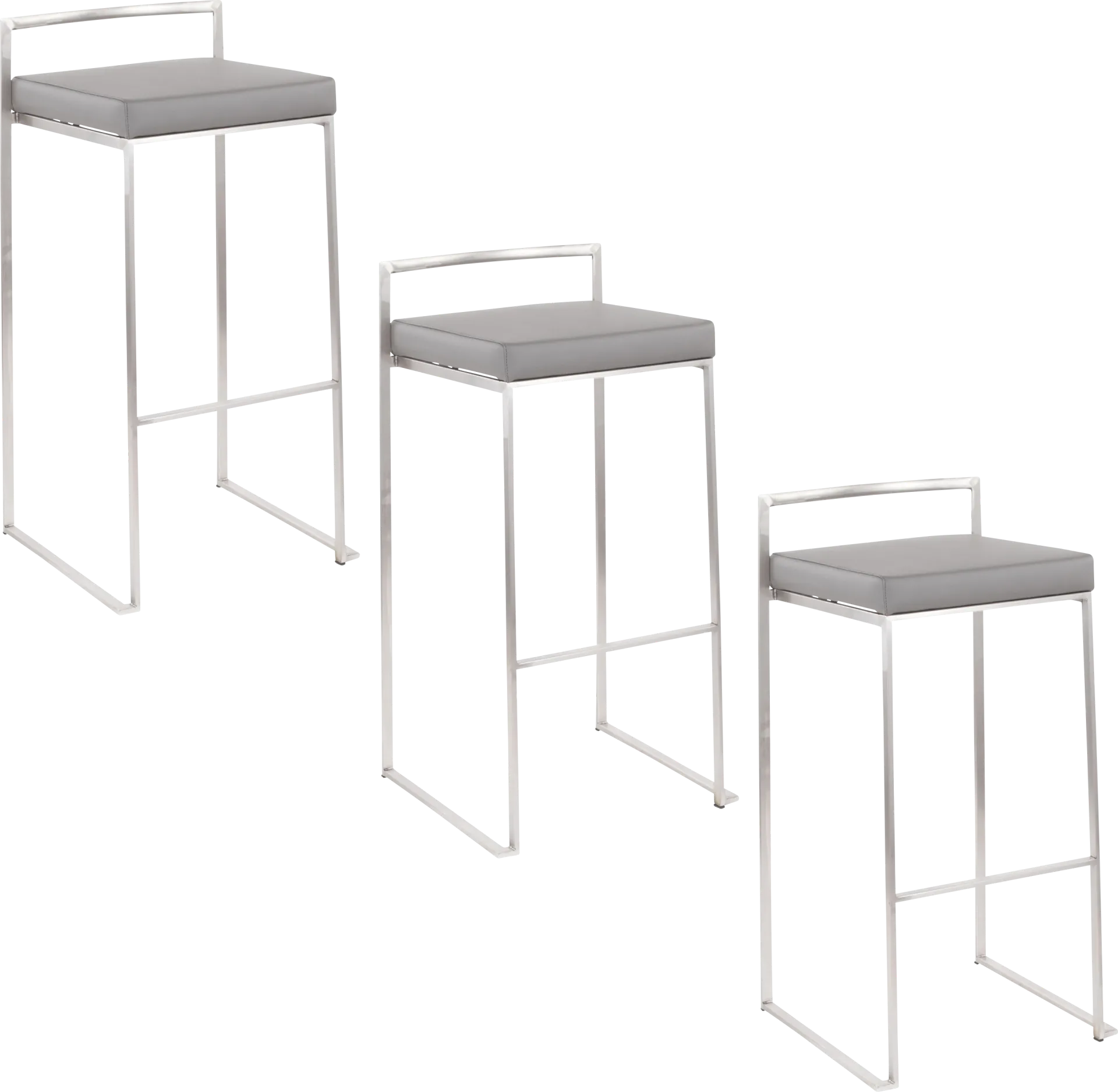 Birdlake IV Gray Barstool, Set of 3 - Image 1