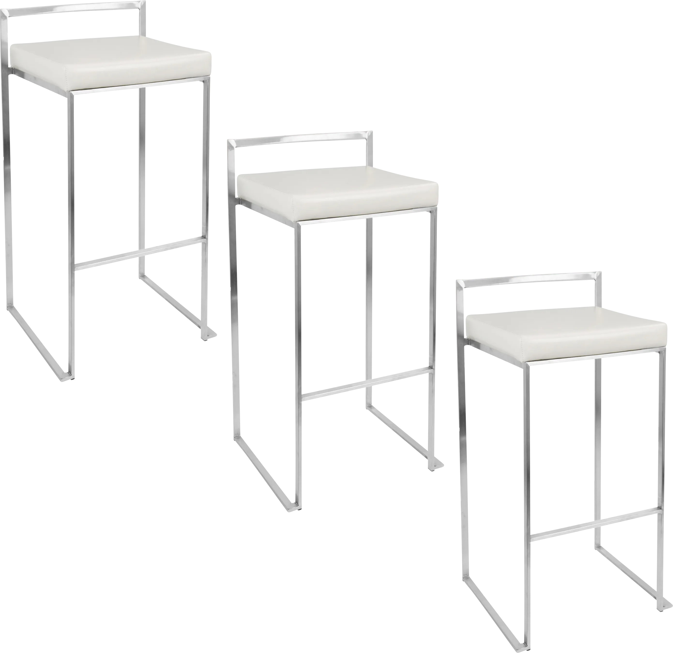 Birdlake IV White Barstool, Set of 3 - Thumbnail - Image 1