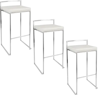 Birdlake IV White Barstool, Set of 3