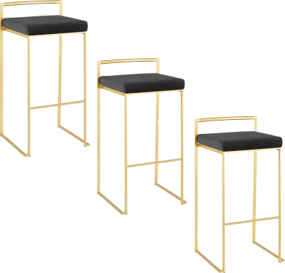 Birdlake II Black Barstool, Set of 3