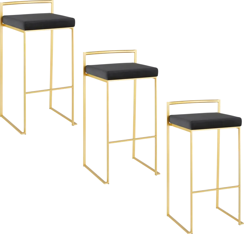 Birdlake II Black Barstool, Set of 3