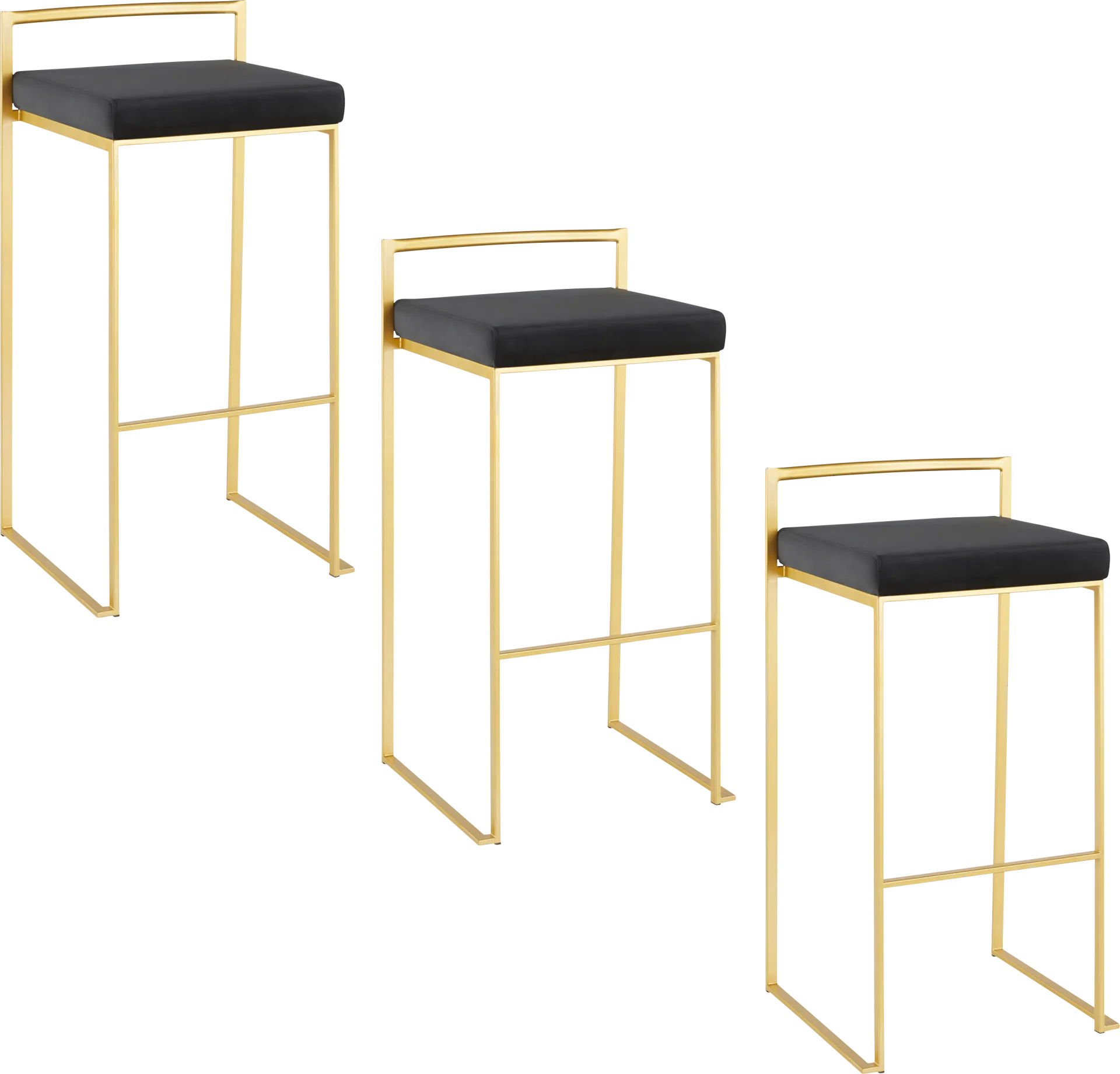 Birdlake II Black Barstool, Set of 3 - Image 1