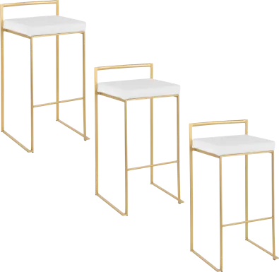 Birdlake II White Barstool, Set of 3