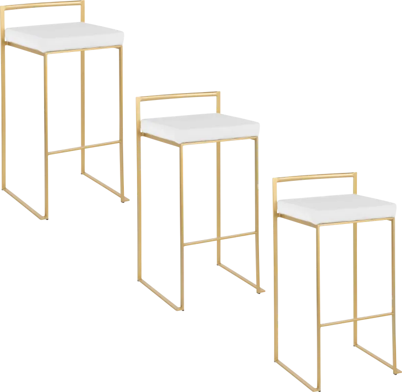 Birdlake II White Barstool, Set of 3