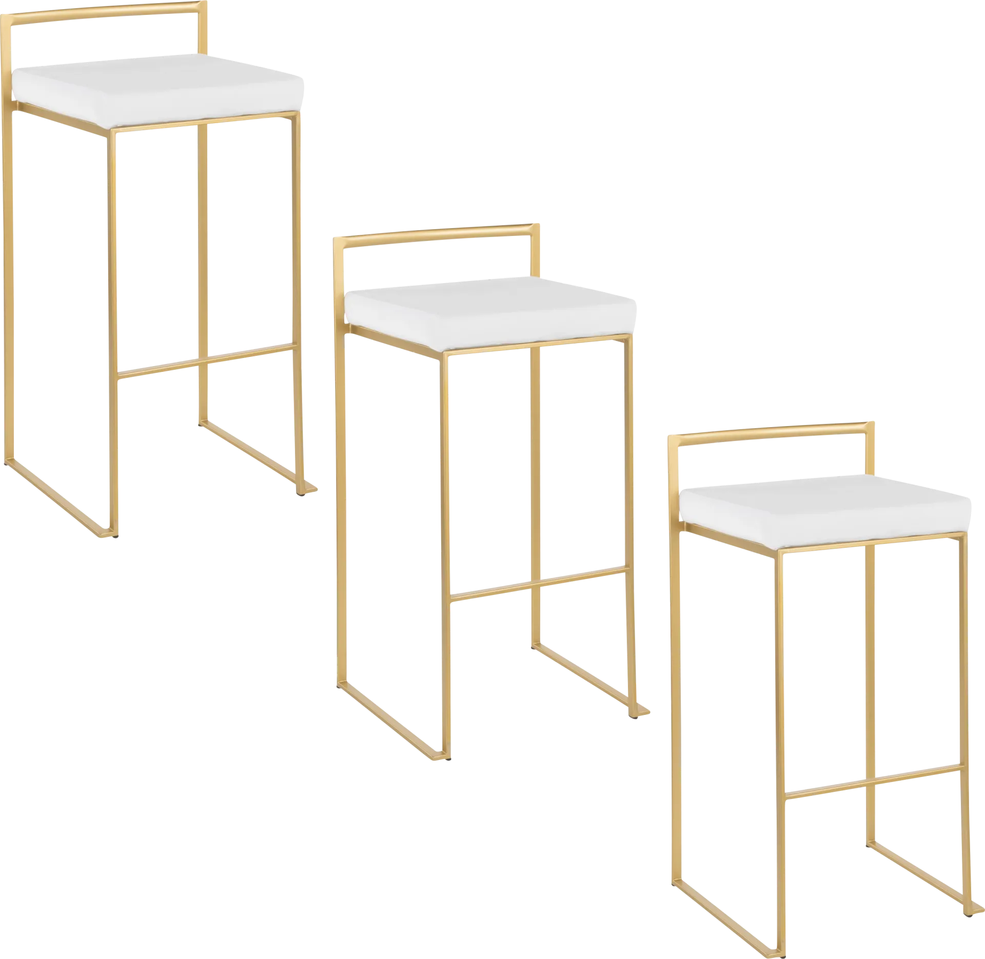 Birdlake II White Barstool, Set of 3 - Image 1