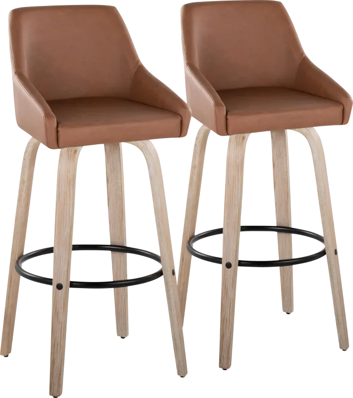 Ashlynd IV Camel Swivel Barstool, Set of 2
