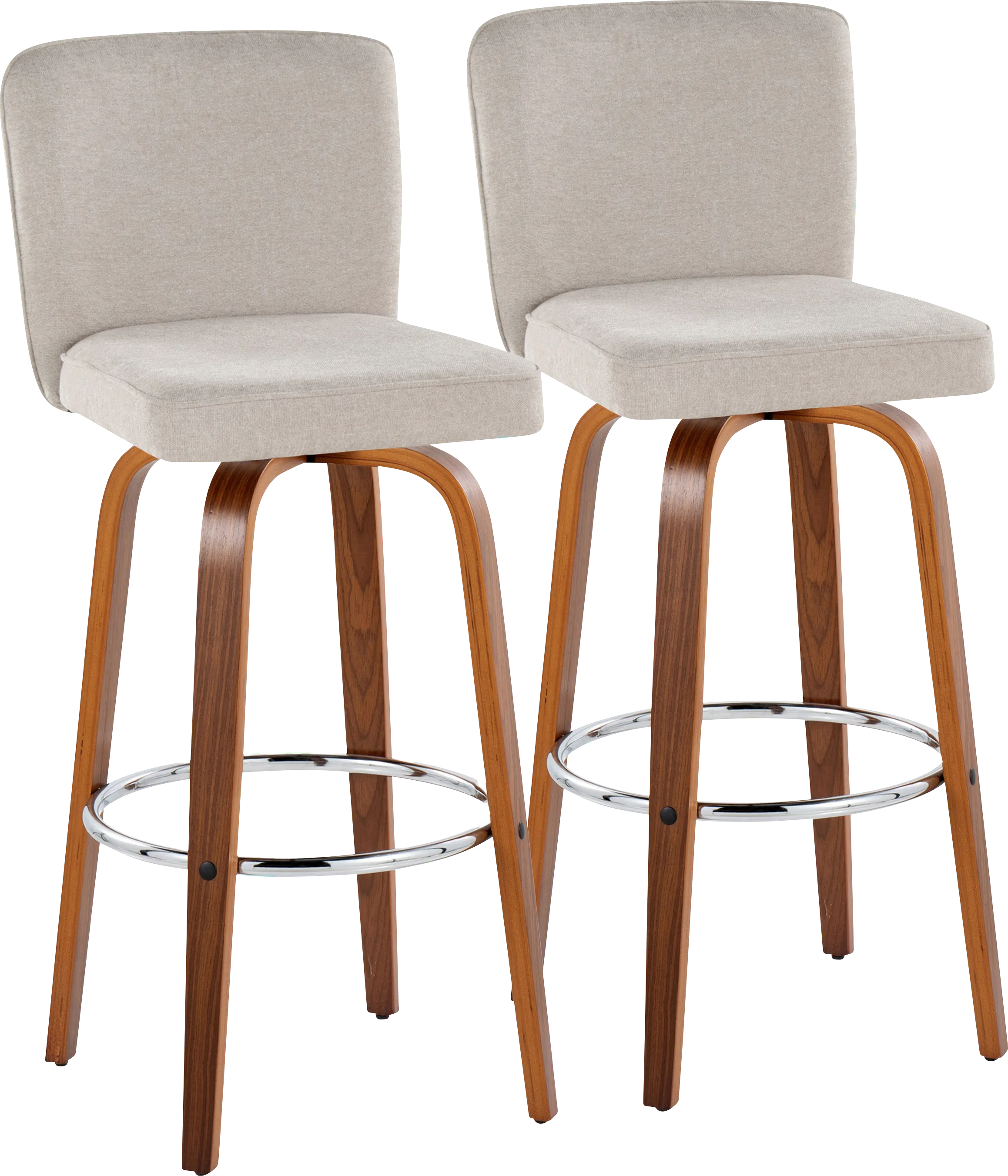 Marcei IV Beige Swivel Barstool, Set of 2 - Thumbnail - Image 1