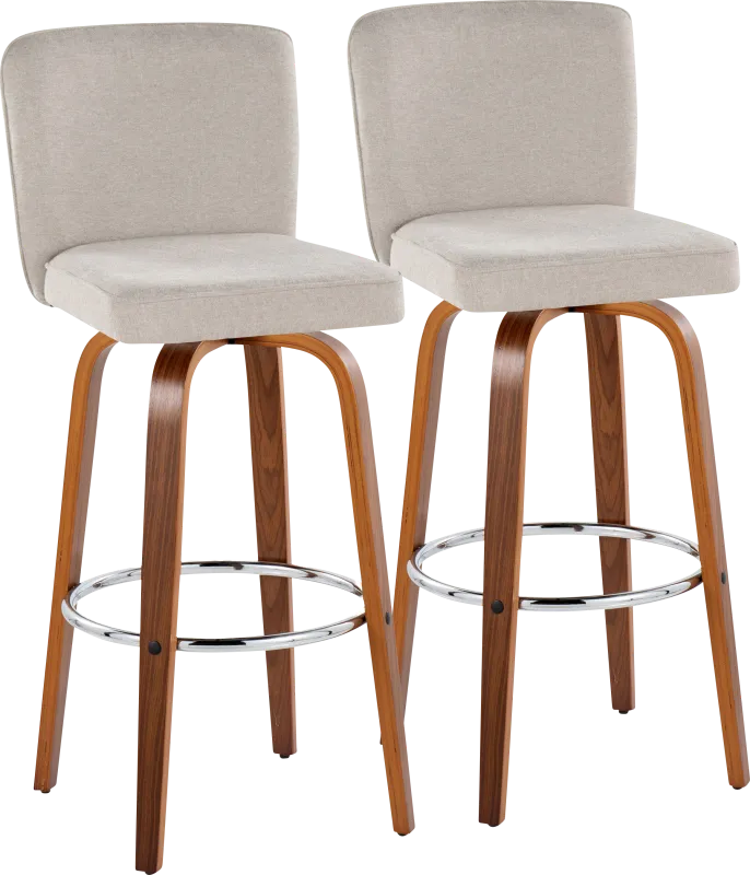 Marcei IV Beige Swivel Barstool, Set of 2