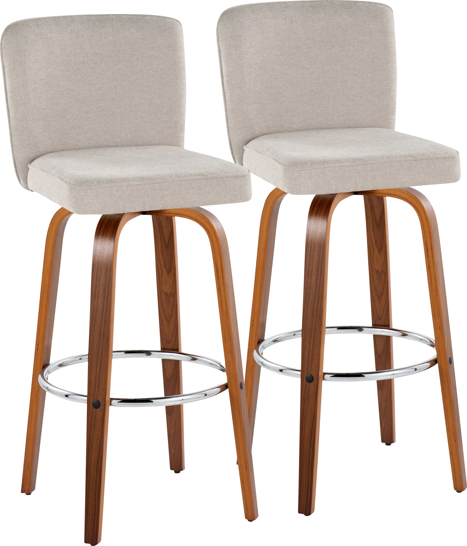 Marcei IV Beige Swivel Barstool, Set of 2 - Image 1