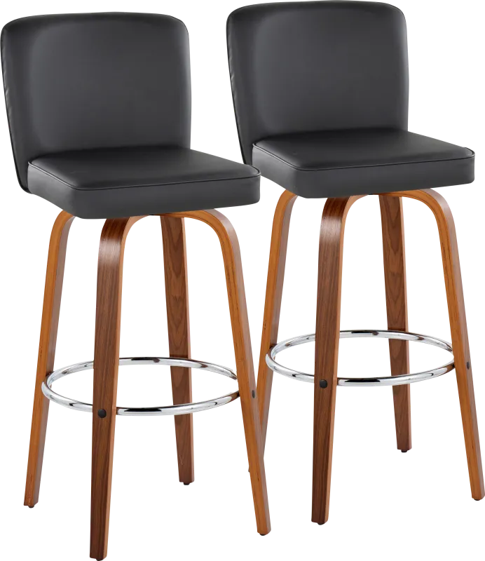 Marcei IV Black Swivel Barstool, Set of 2