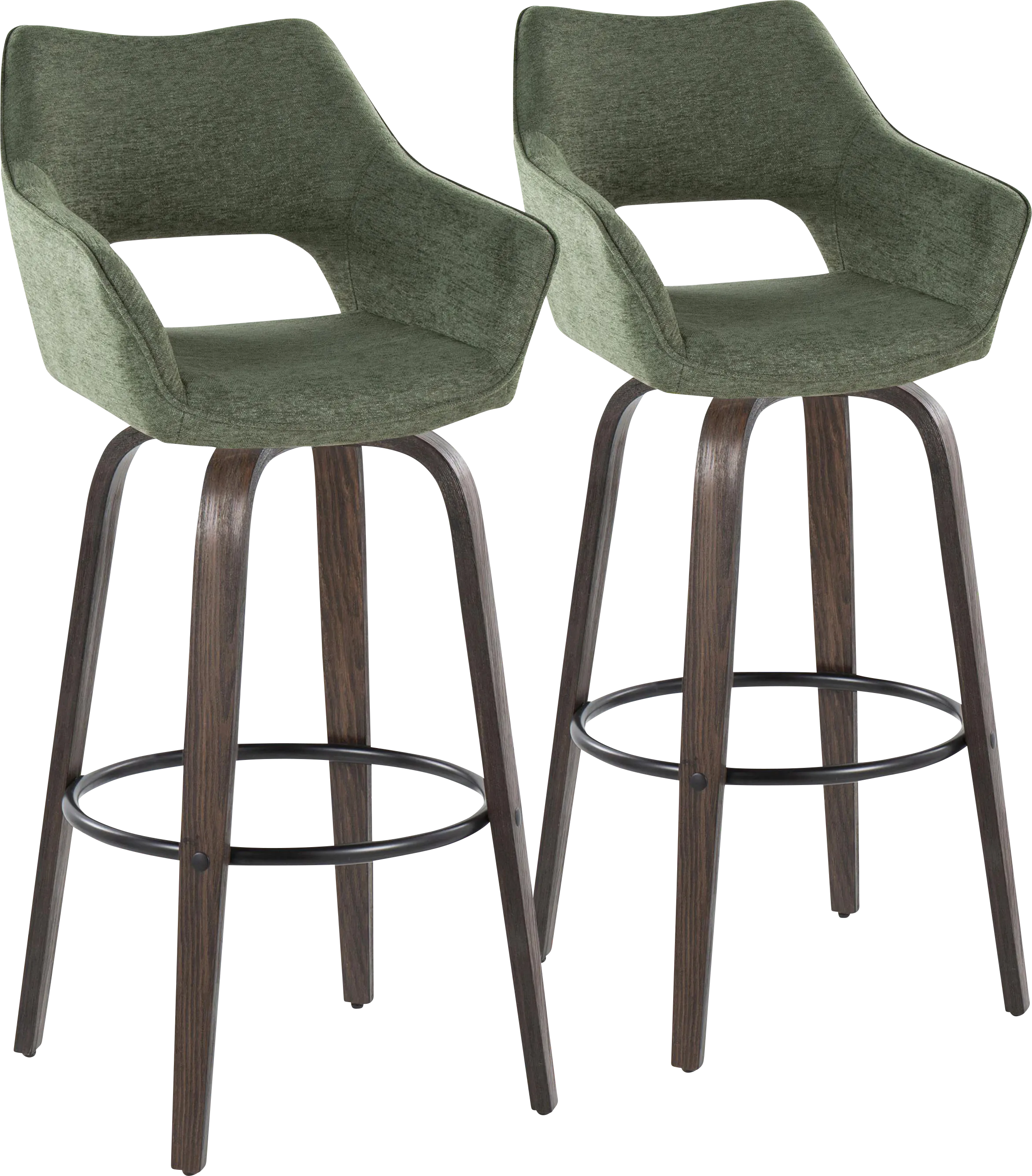 Ovur I Green Swivel Barstool, Set of 2 - Thumbnail - Image 1