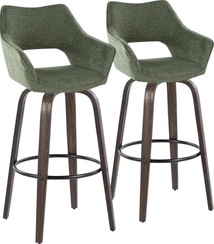 Ovur I Green Swivel Barstool, Set of 2