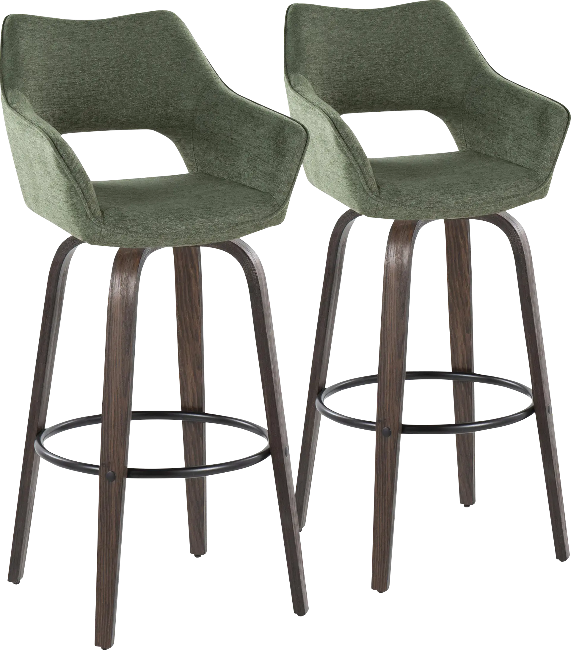 Ovur I Green Swivel Barstool, Set of 2