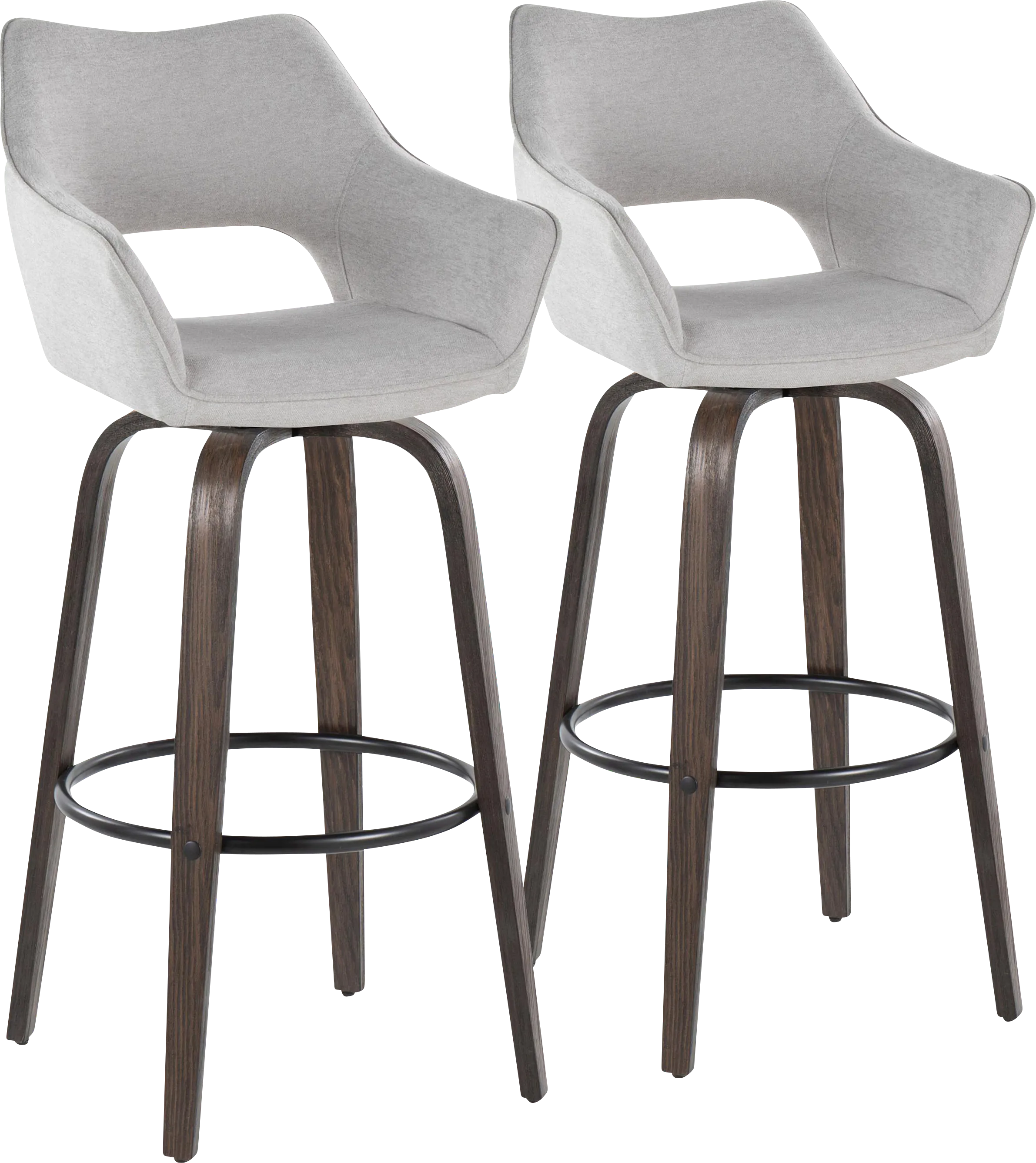 Ovur I Gray Swivel Barstool, Set of 2 - Thumbnail - Image 1