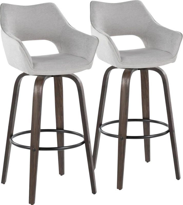 Ovur I Gray Swivel Barstool, Set of 2