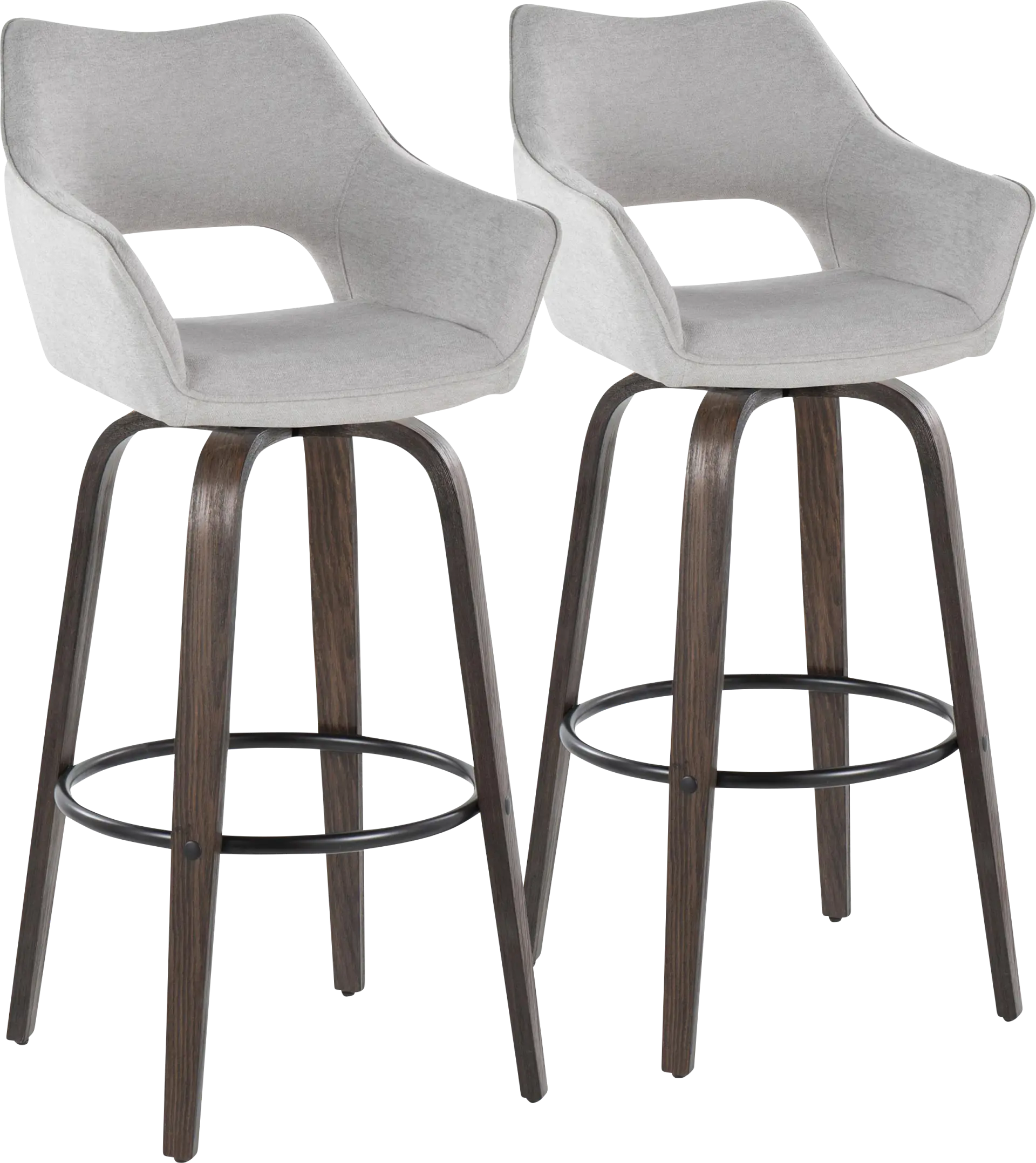 Ovur I Gray Swivel Barstool, Set of 2