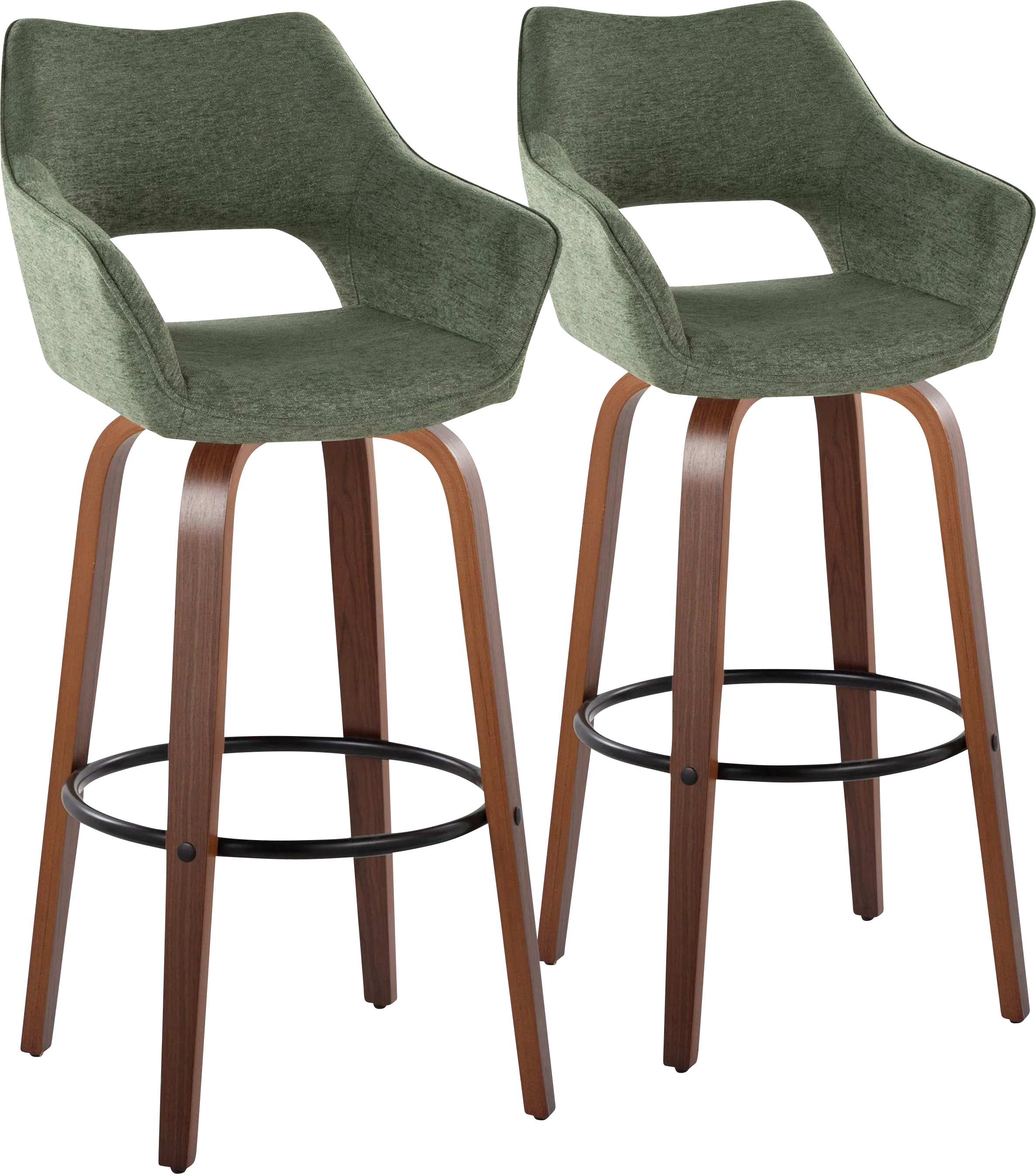 Ovur II Green Swivel Barstool, Set of 2 - Thumbnail - Image 1