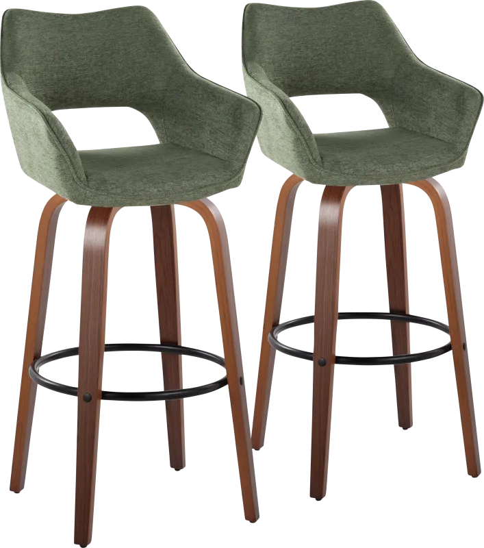 Ovur II Green Swivel Barstool, Set of 2