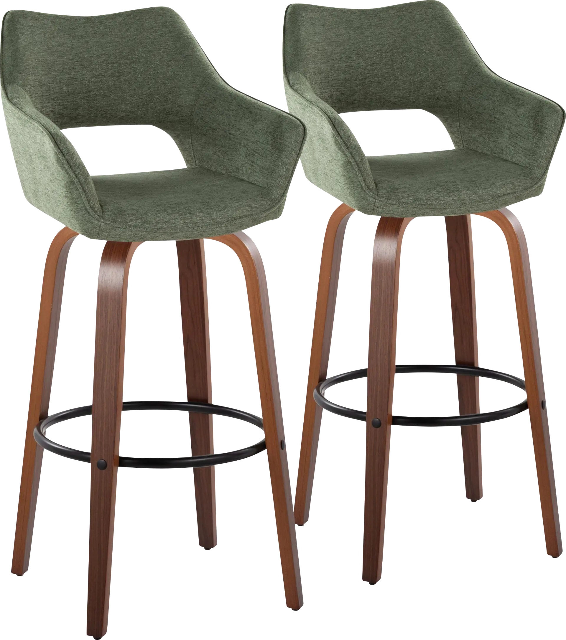 Ovur II Green Swivel Barstool, Set of 2