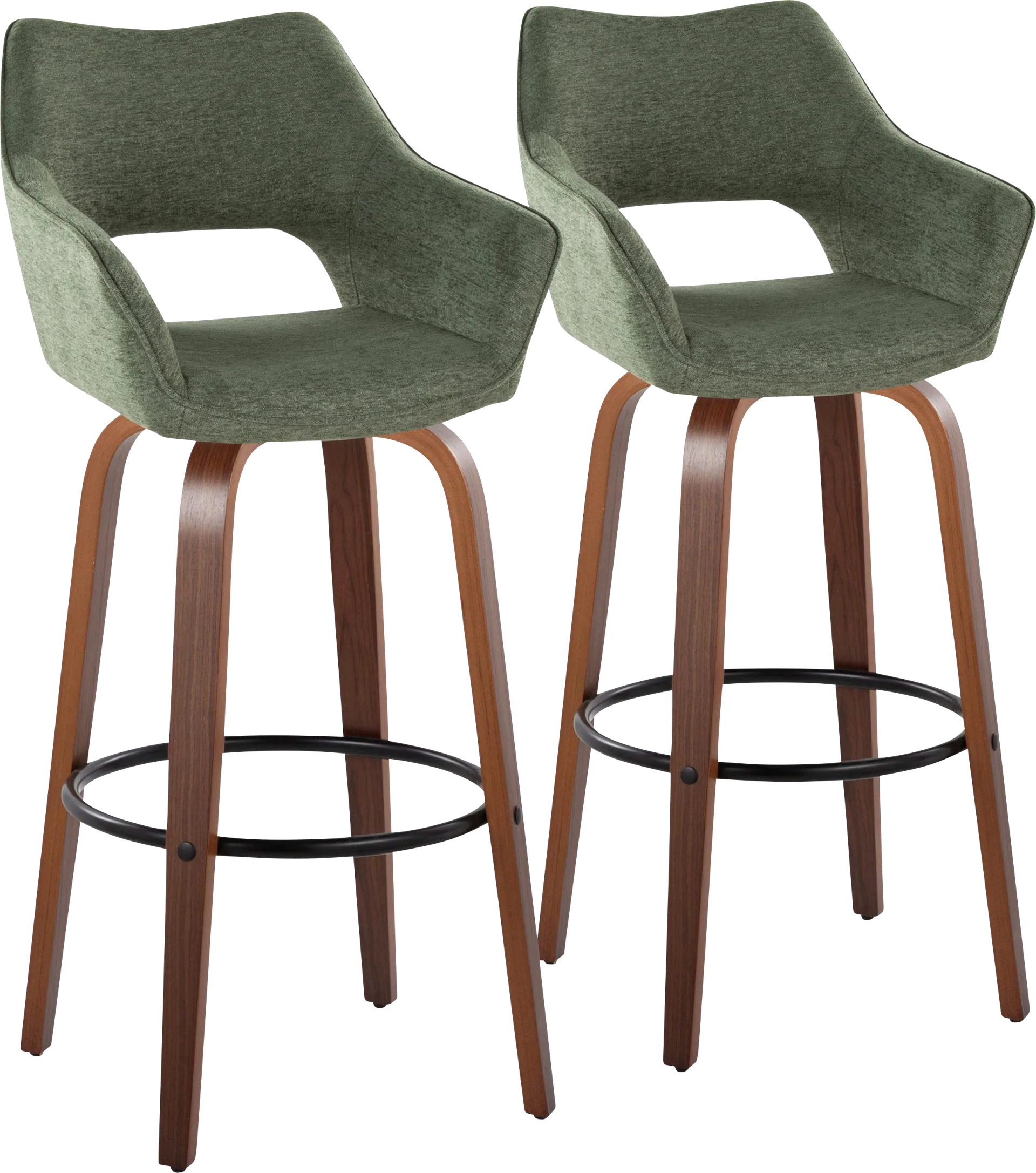 Ovur II Green Swivel Barstool, Set of 2 - Image 1